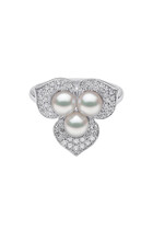 Petal Ring, 18k White Gold, Diamond & Pearl